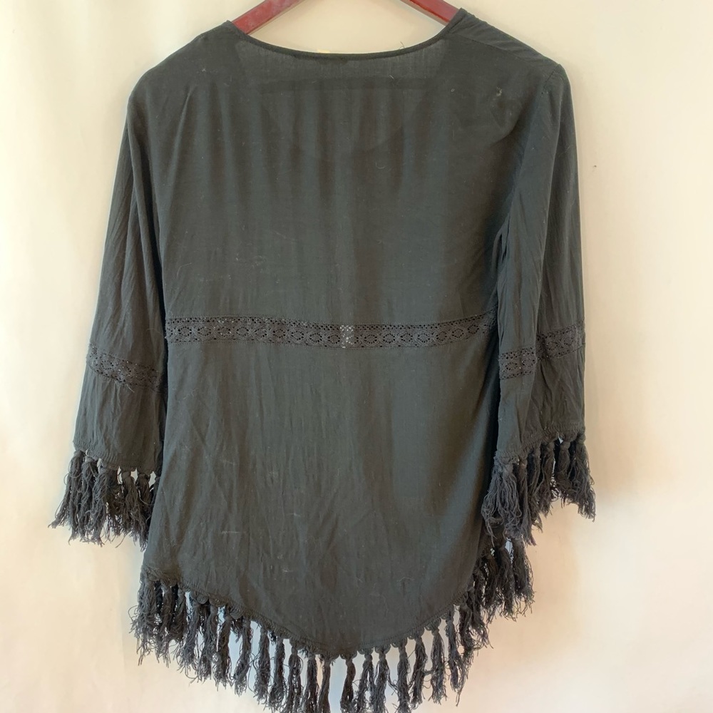 Haute Society Kimono Top Shirt Black Cover Up - Picture 5 of 5